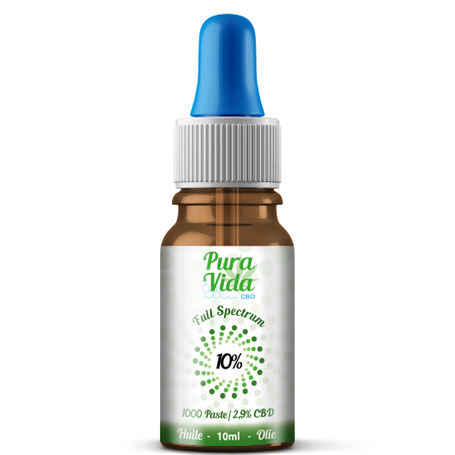 Pura Vida CBD - Huile à spectre complet 10% - Hashtag CBD Products