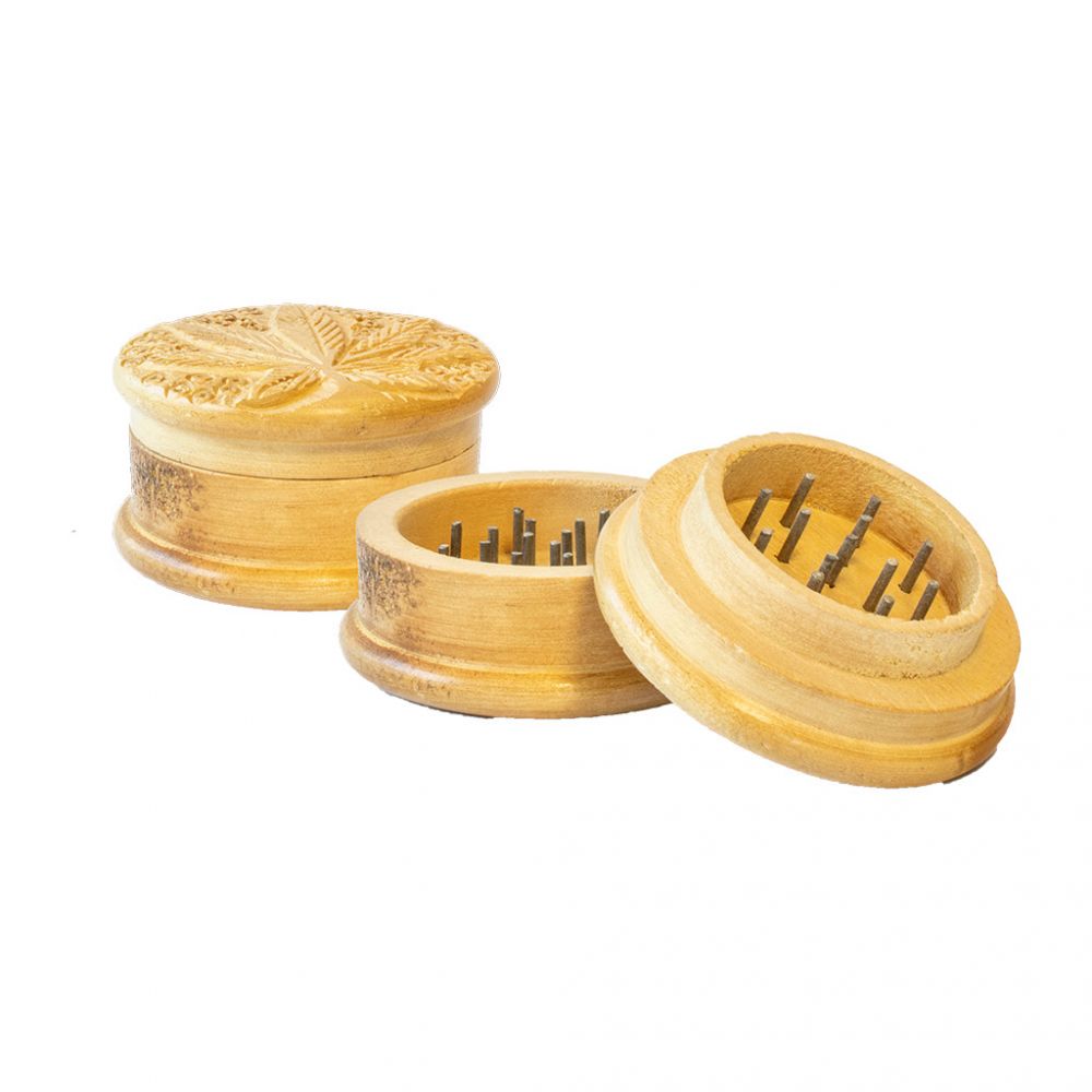 Grinder en bois gravé - 50mm - 2 parties