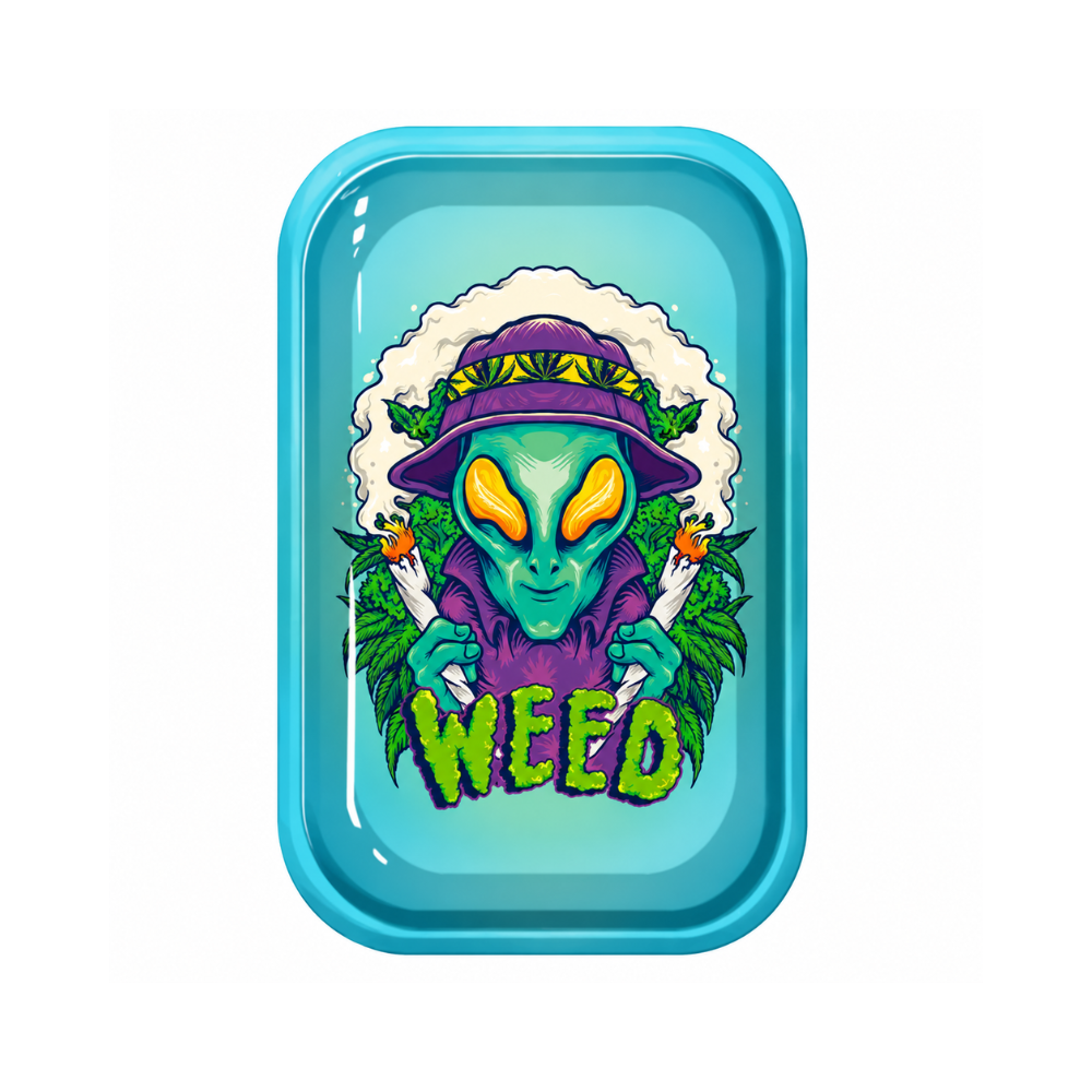 Grand Plateau en Métal Weed Alien - Accessoire CBD