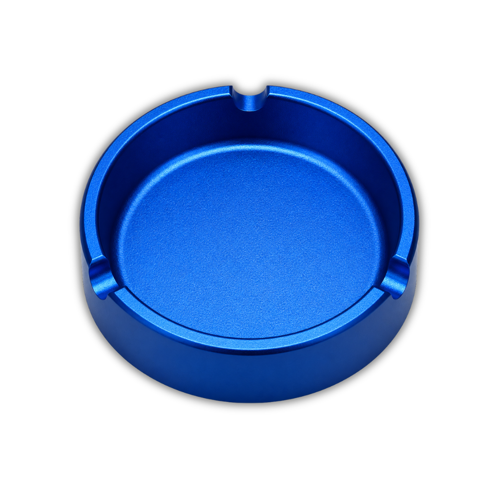 Cendrier en aluminium massif - Bleu - 9,5 cm