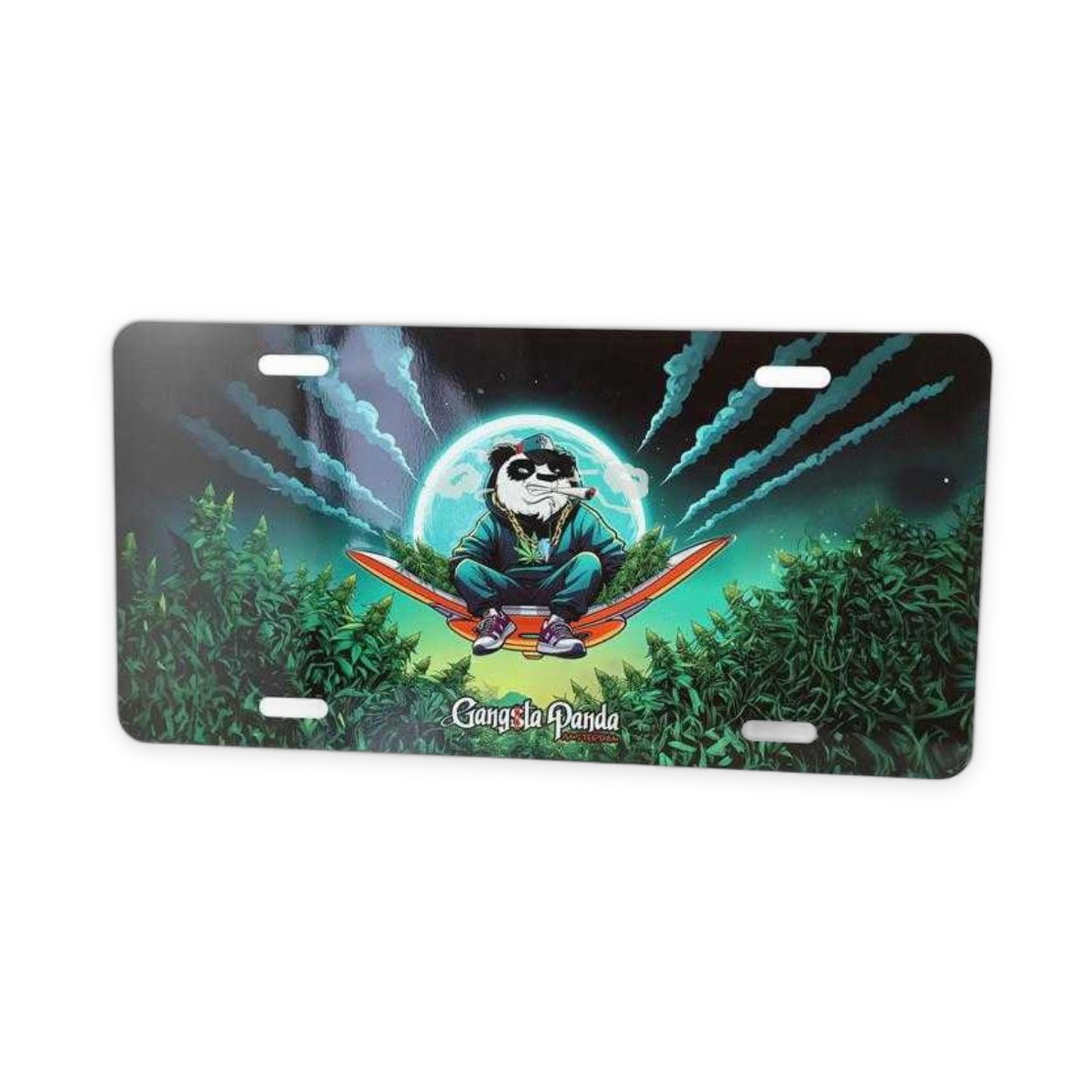 License Plate Flying Carpet - Accessoire original Gangsta Panda, design tapis volant coloré