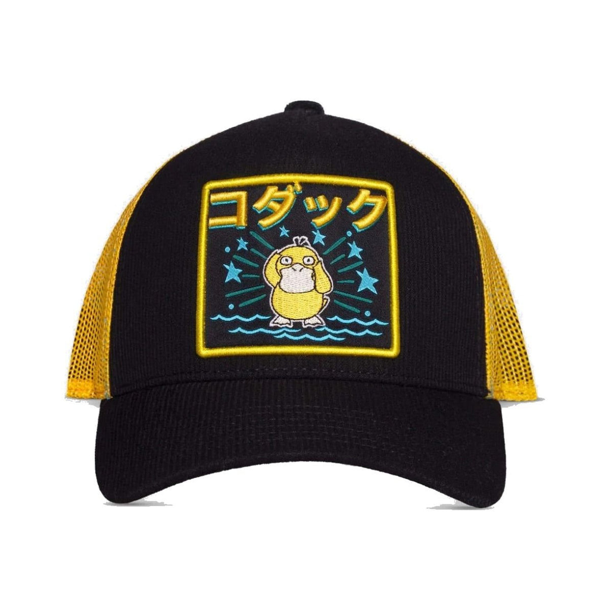 Casquette trucker ajustable Pokémon 30e Anniversaire avec motif Psykokwak, vue de face sur fond neutre