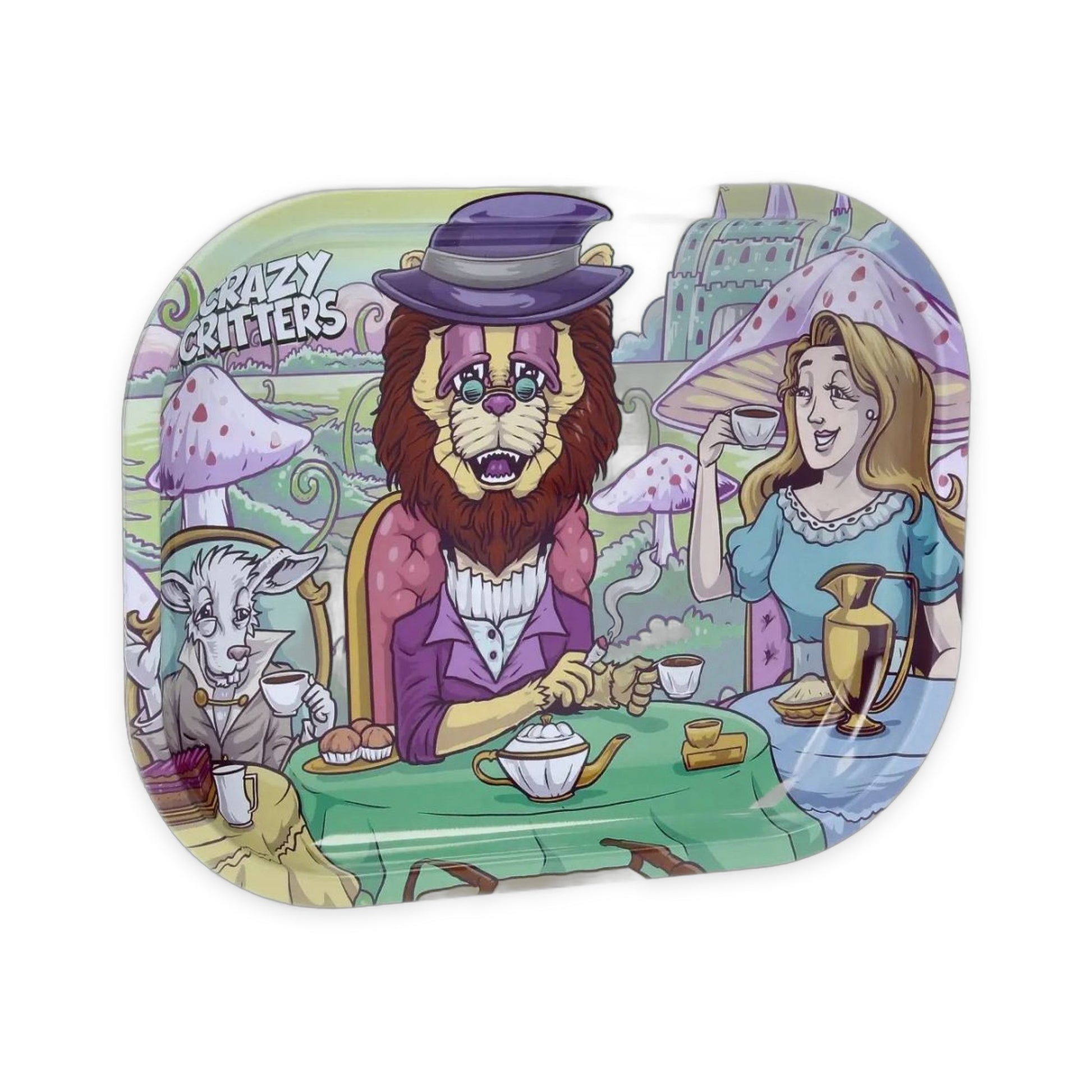 Petit plateau en métal Crazy Critters Lion avec motif coloré du lion
