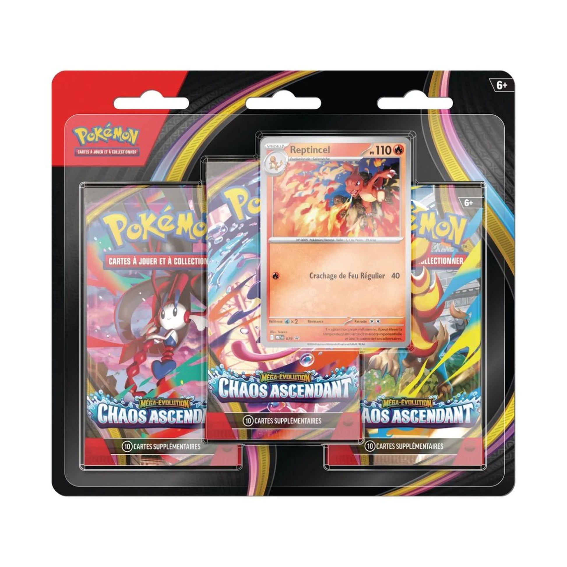 Pokémon - Méga-Évolution - Pack de 3 Boosters sous blister Reptincel ME04 Chaos Ascendant (FR) Pokémon — Pokémon