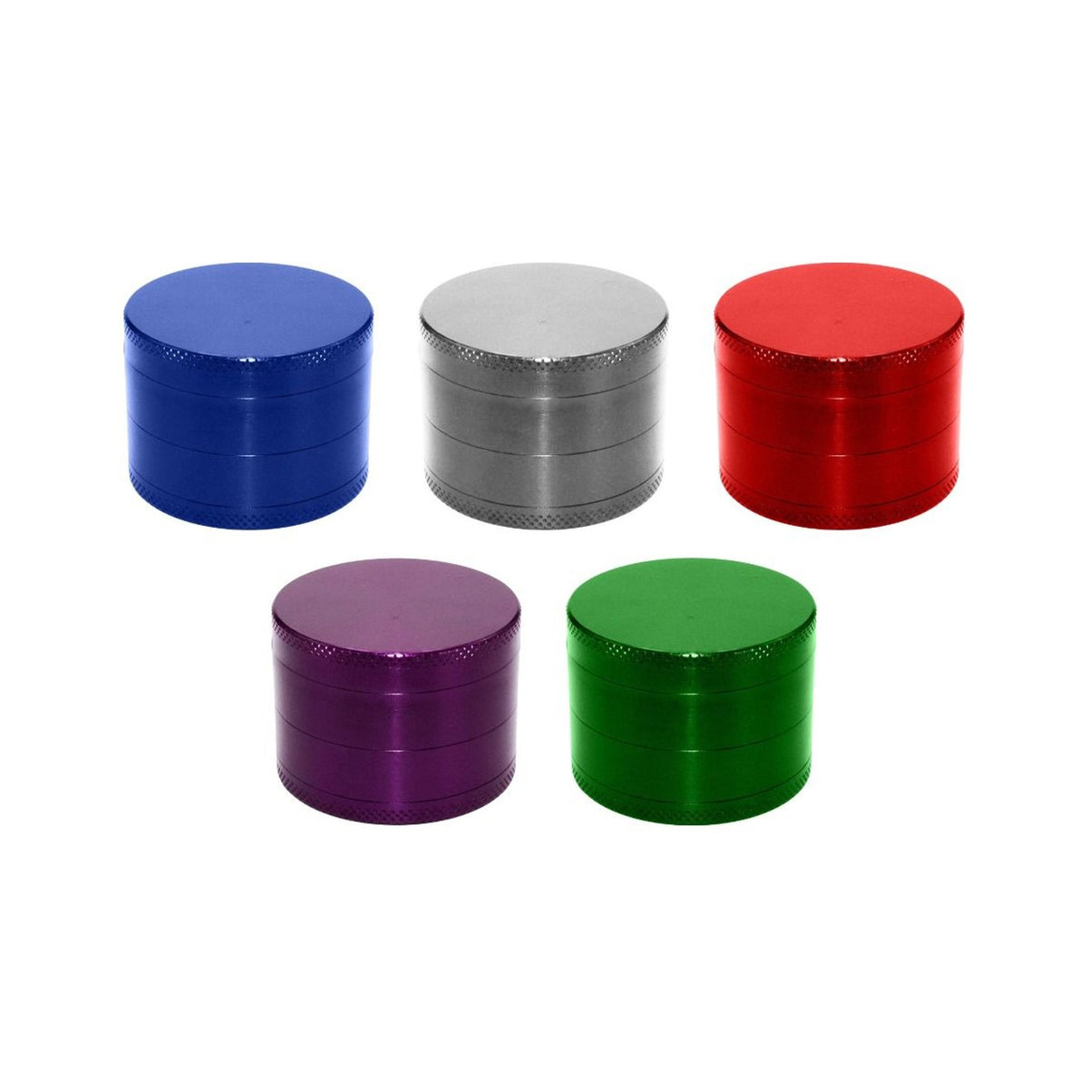 Grinder en métal 4 parties de format 35x50 mm, broyeur compact pour herbes, vue de face sur fond neutre