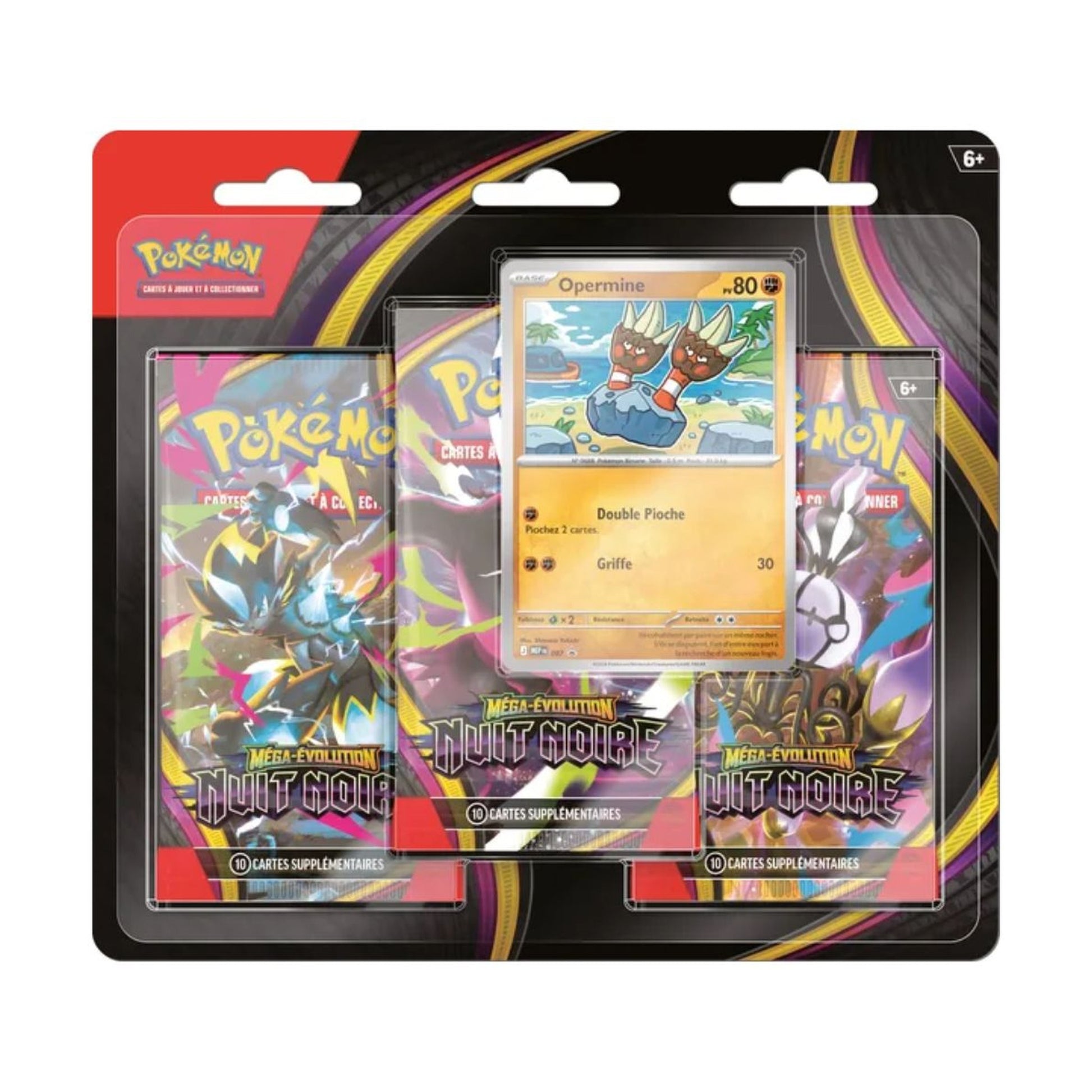 Pack de 3 Boosters Pokémon Méga-Évolution ME05 Nuit Noire sous blister officiel