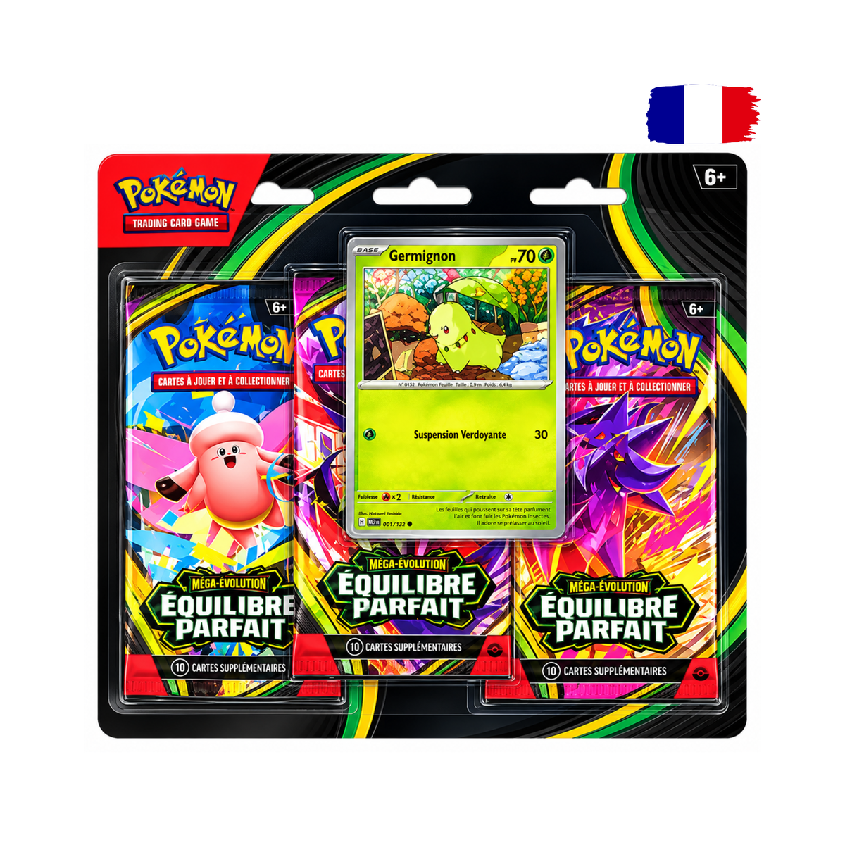 Pokémon - Méga-Évolution - Pack de 3 Boosters sous blister ME03 Équilibre Parfait Germignon (FR)