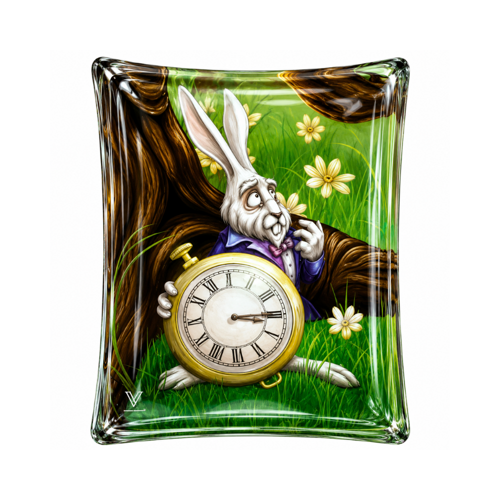 Petit plateau en verre - Lapin blanc