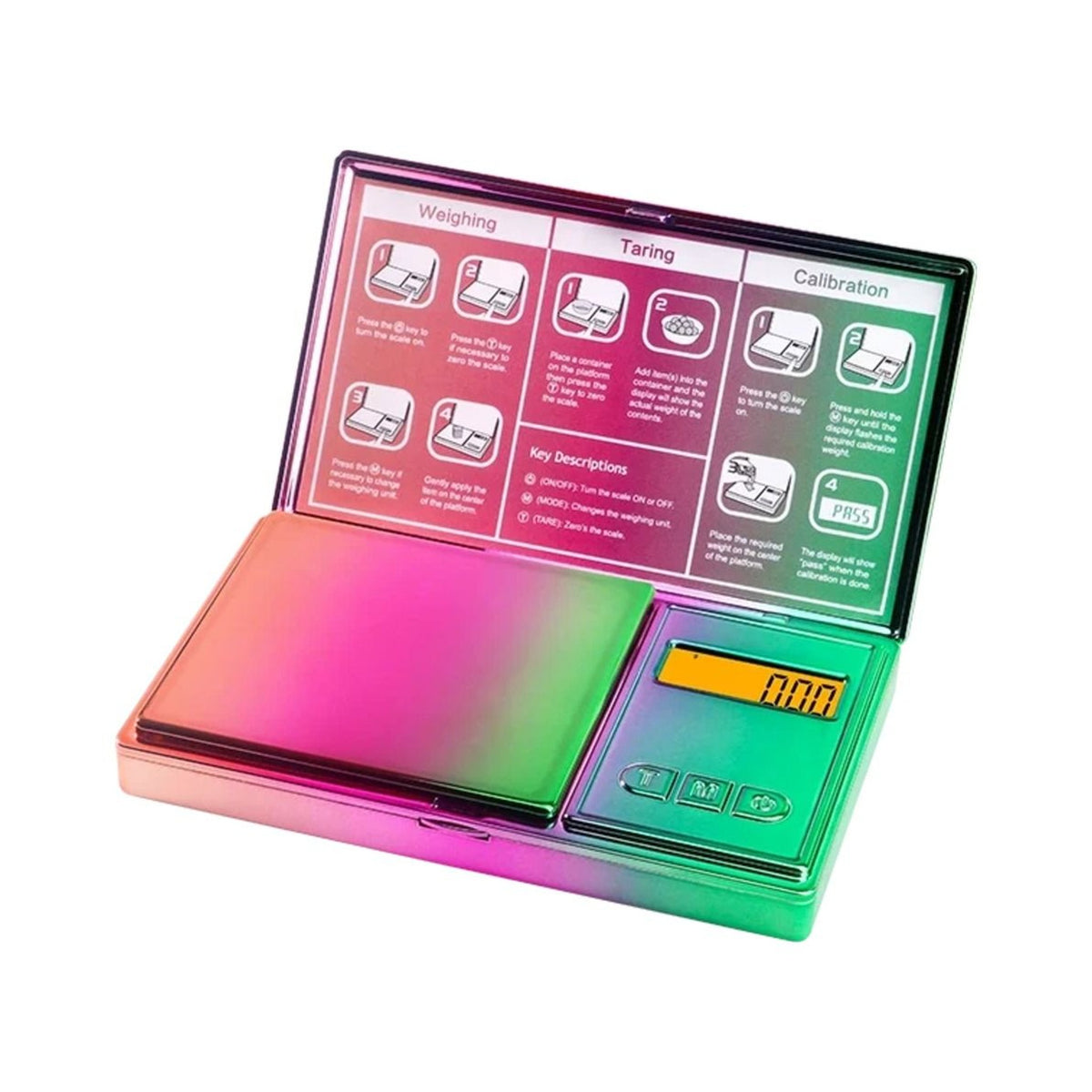 Balance digitale Fuzion Paraiso coloris arc-en-ciel, capacité 300g, précision 0.01g, vue de face