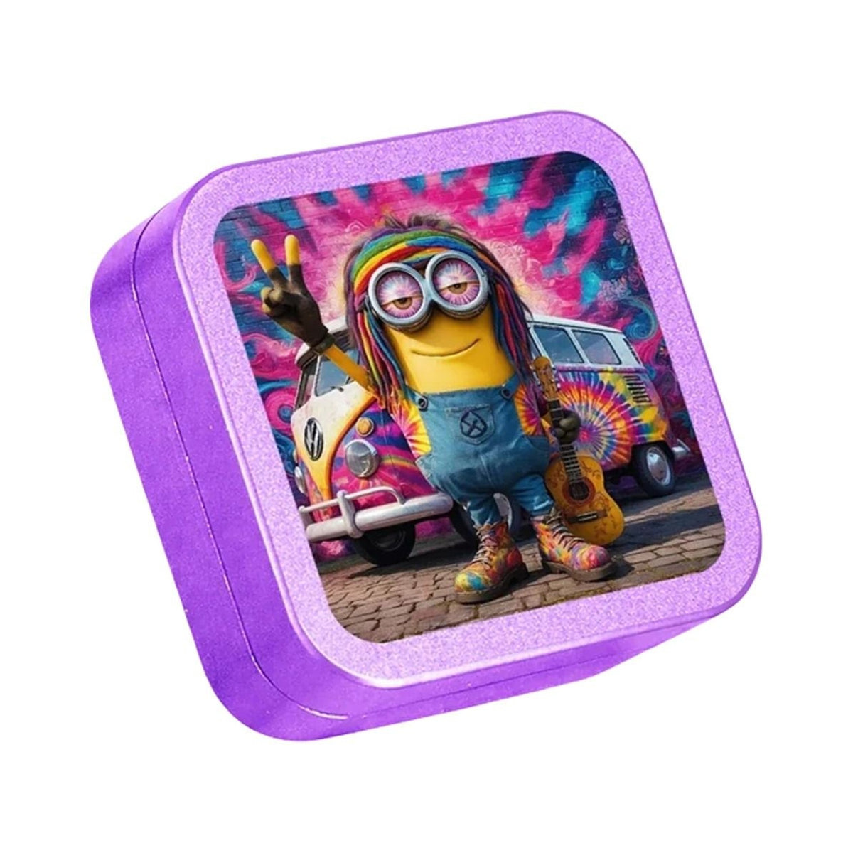 Grinder carré en aluminium mauve Hobion de 53 mm en 2 parties, vue de face sur fond blanc