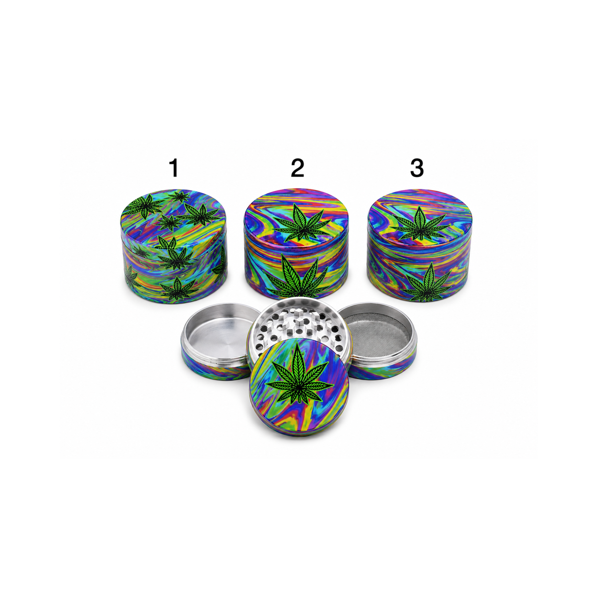 Grinder Metal Feuilles Psyché - 50mm - 4 parties
