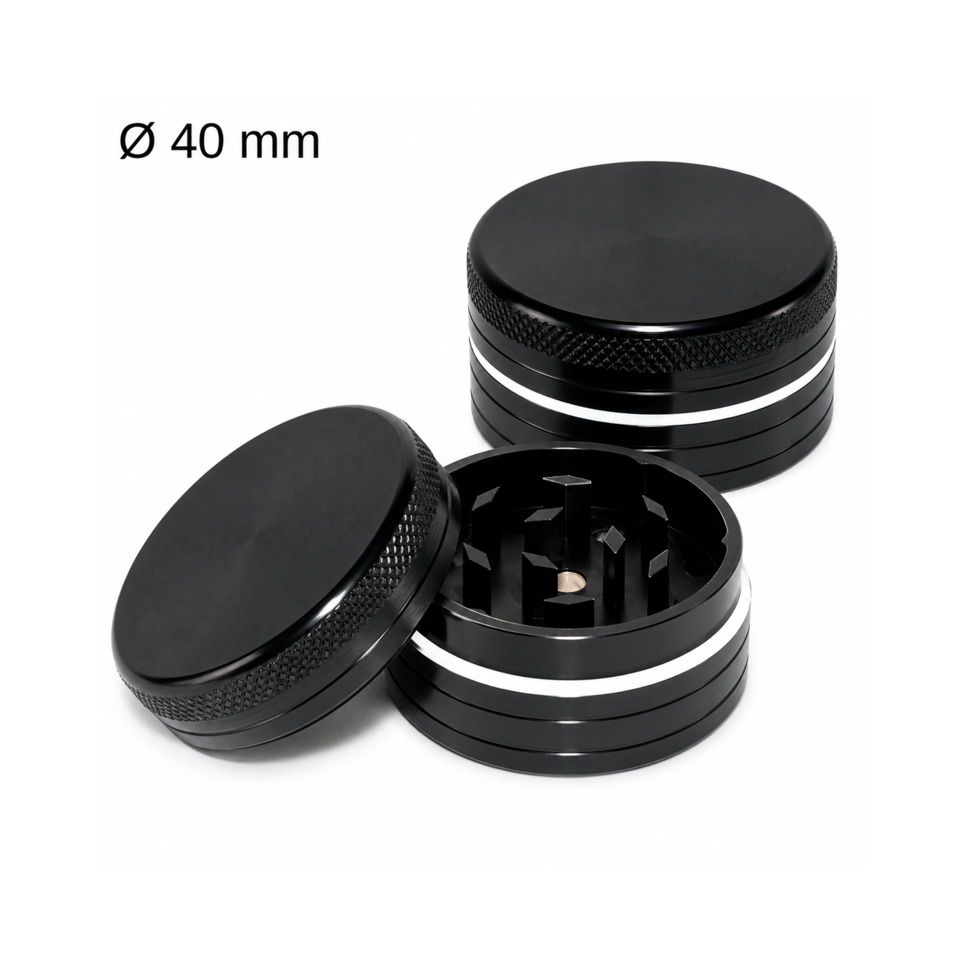 Grinder Aluminium Noir 40mm - 2 parties | Hashtag CBD