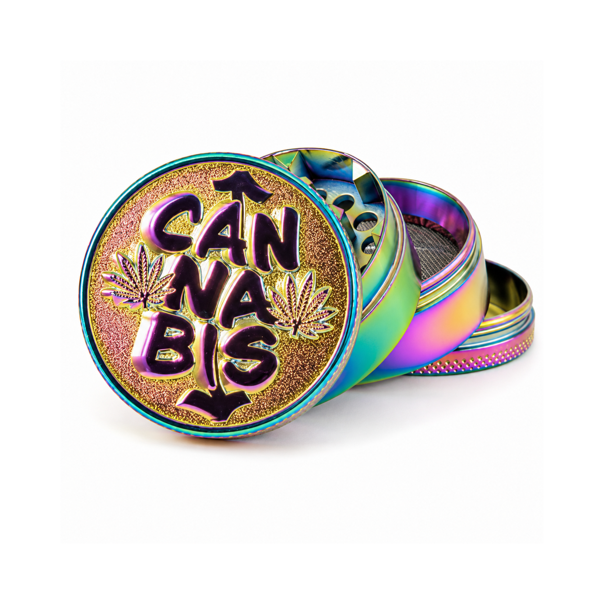 Grinder Cannabis 3D Arc-En-Ciel - 50mm - 4 parties