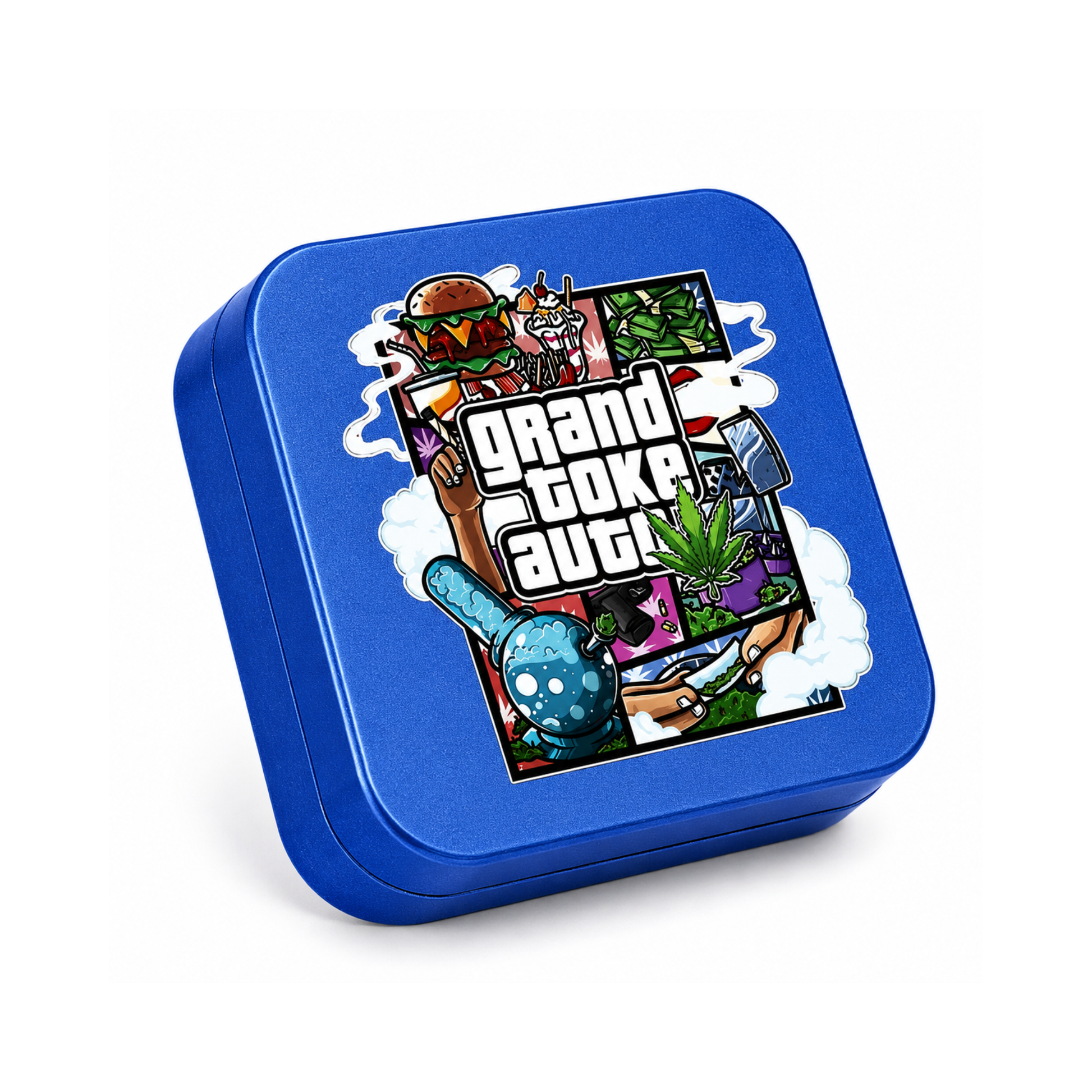 Grinder Carré Aluminium GTA Bleu 53mm - 2 Parties