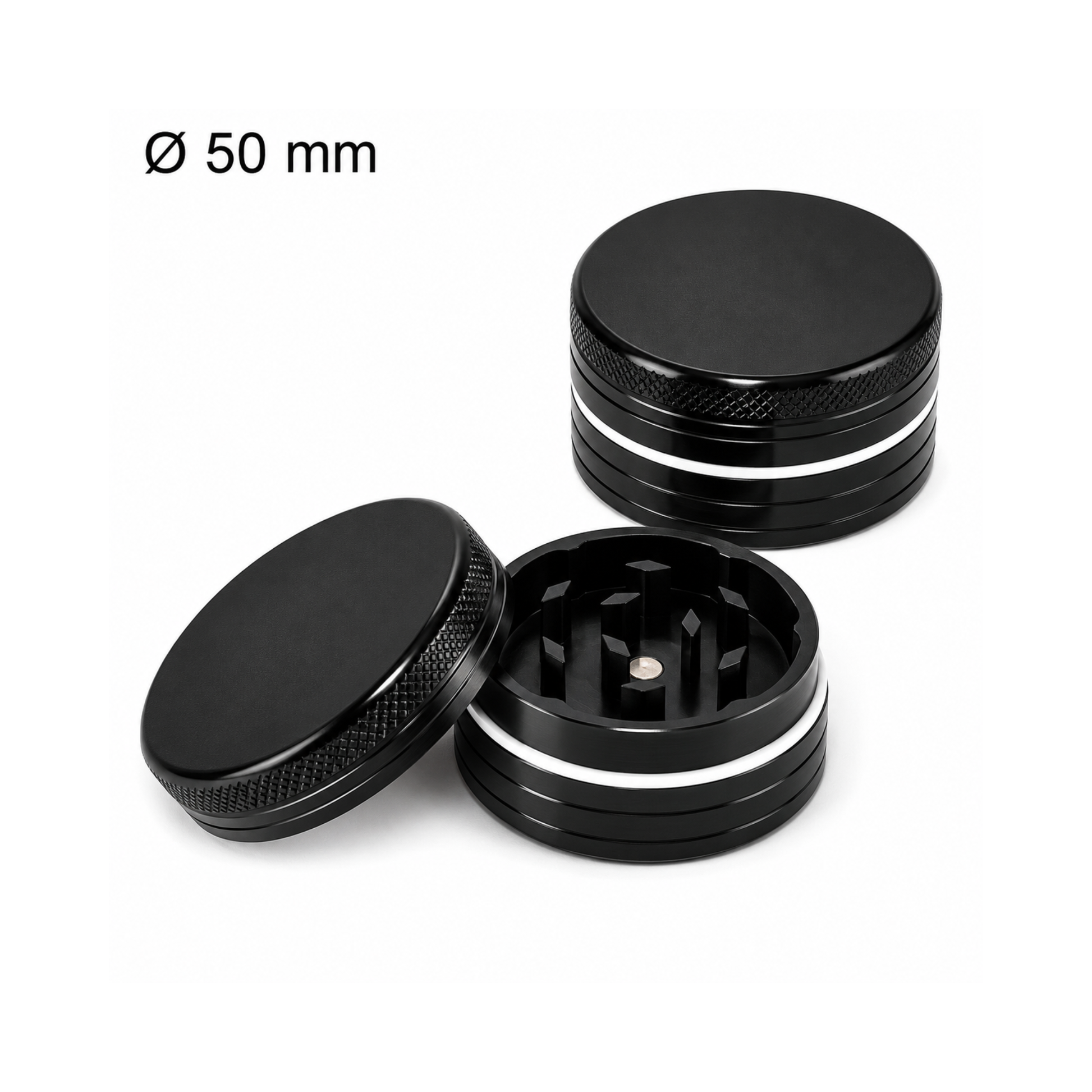 Grinder Aluminium Noir 50mm - 2 Parties Fire Flow
