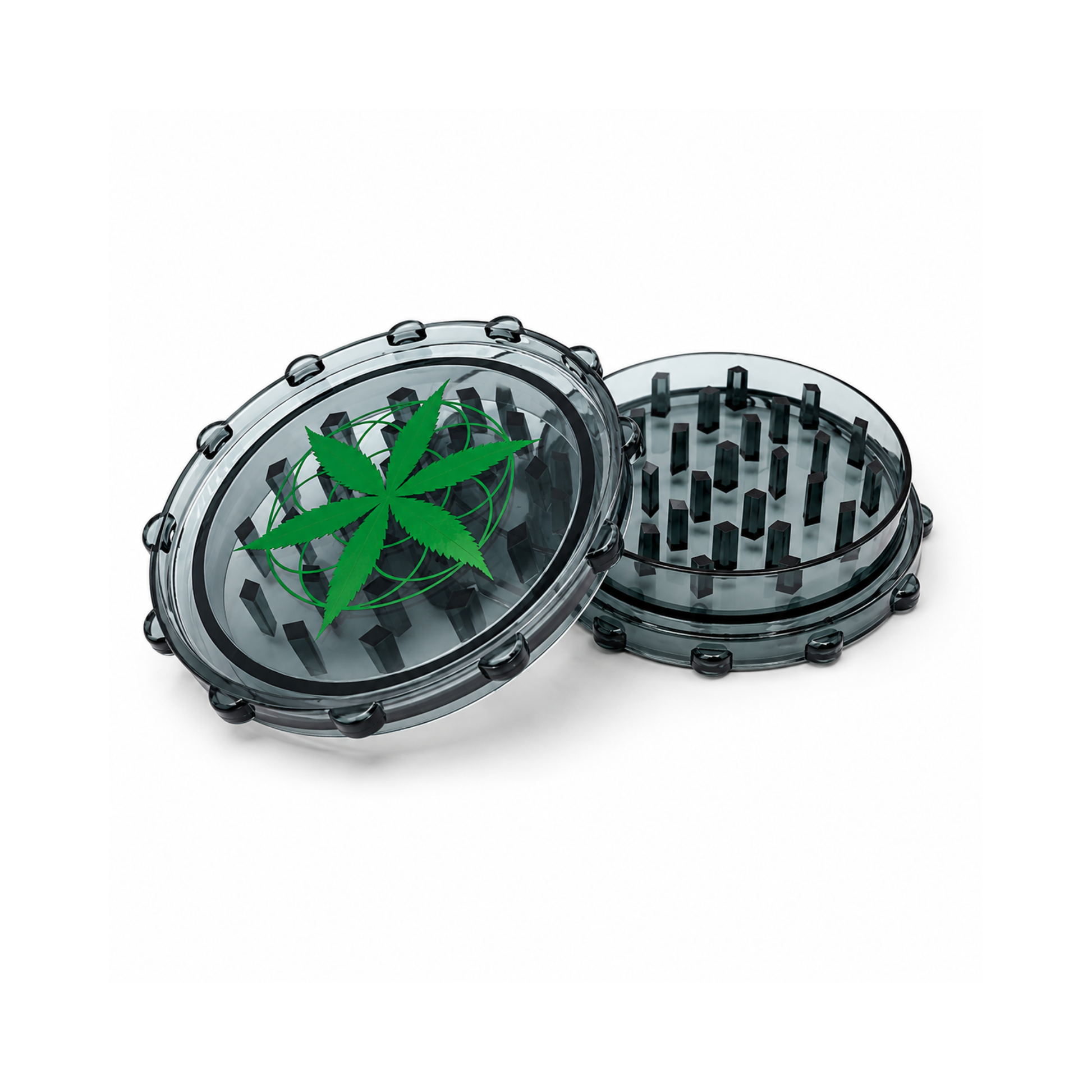 Grinder vert 75mm - Feuille de cannabis