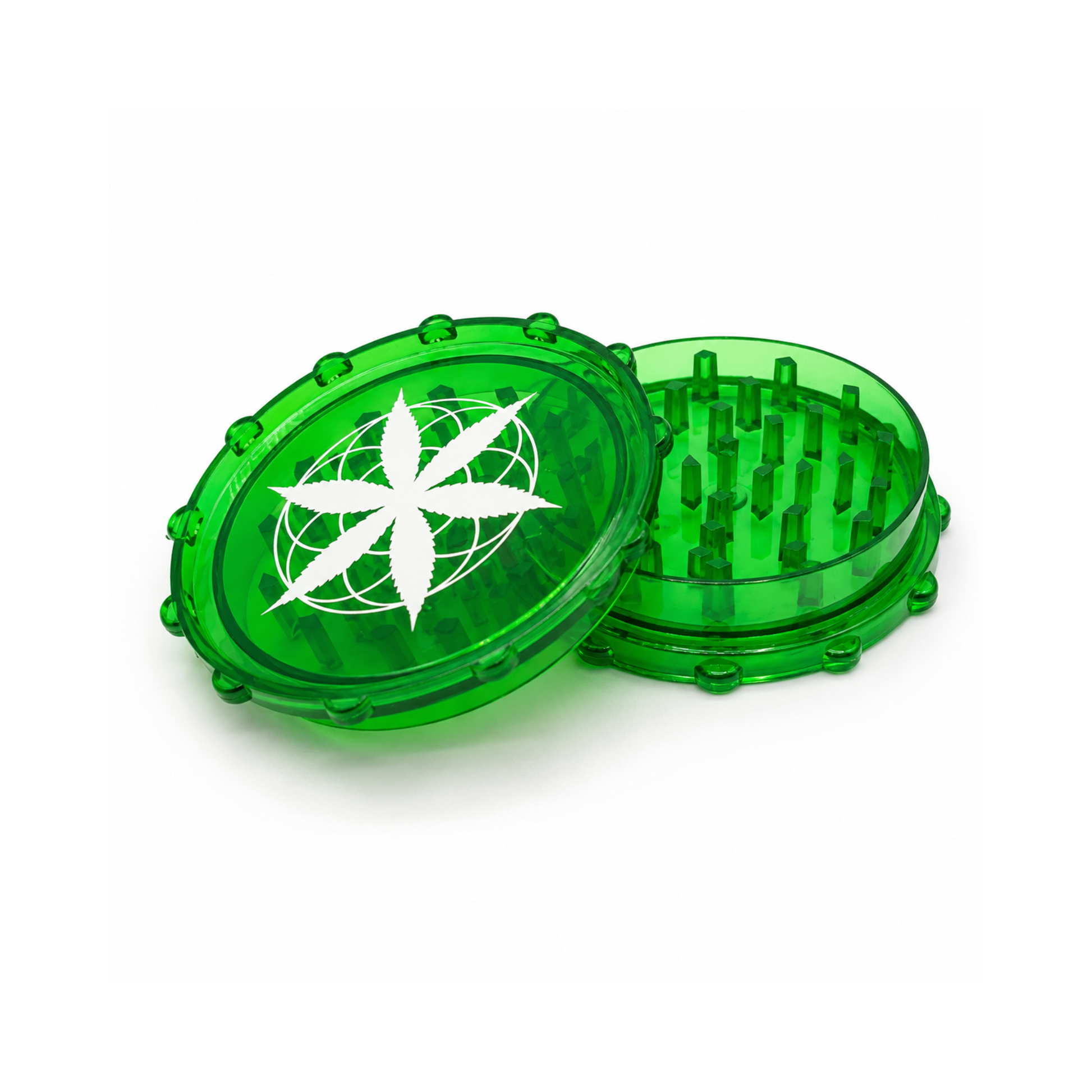 Grinder vert 75mm - Feuille de cannabis