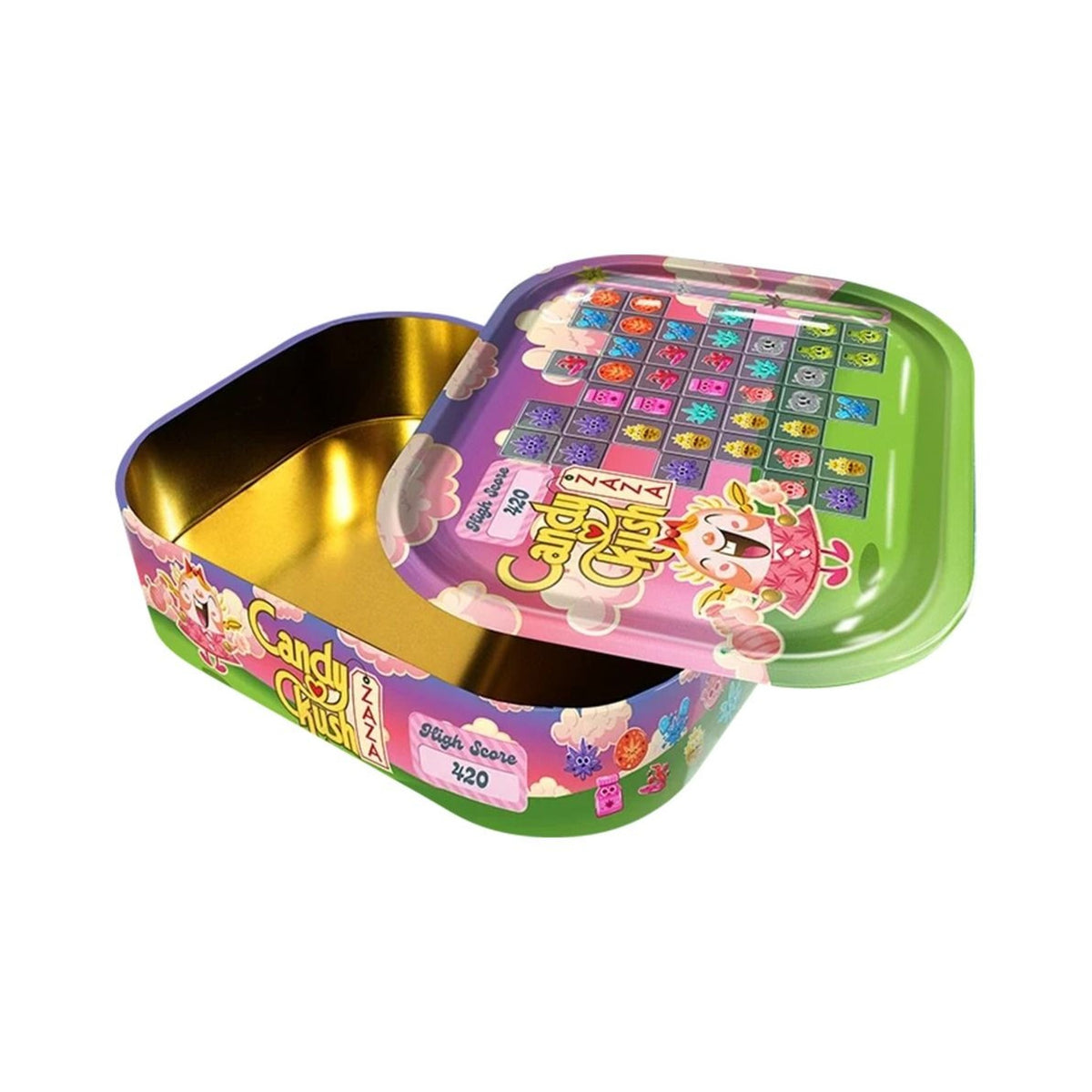 Boîte en métal Candy K de format compact 18x14x5 cm, boîte de rangement vue de face