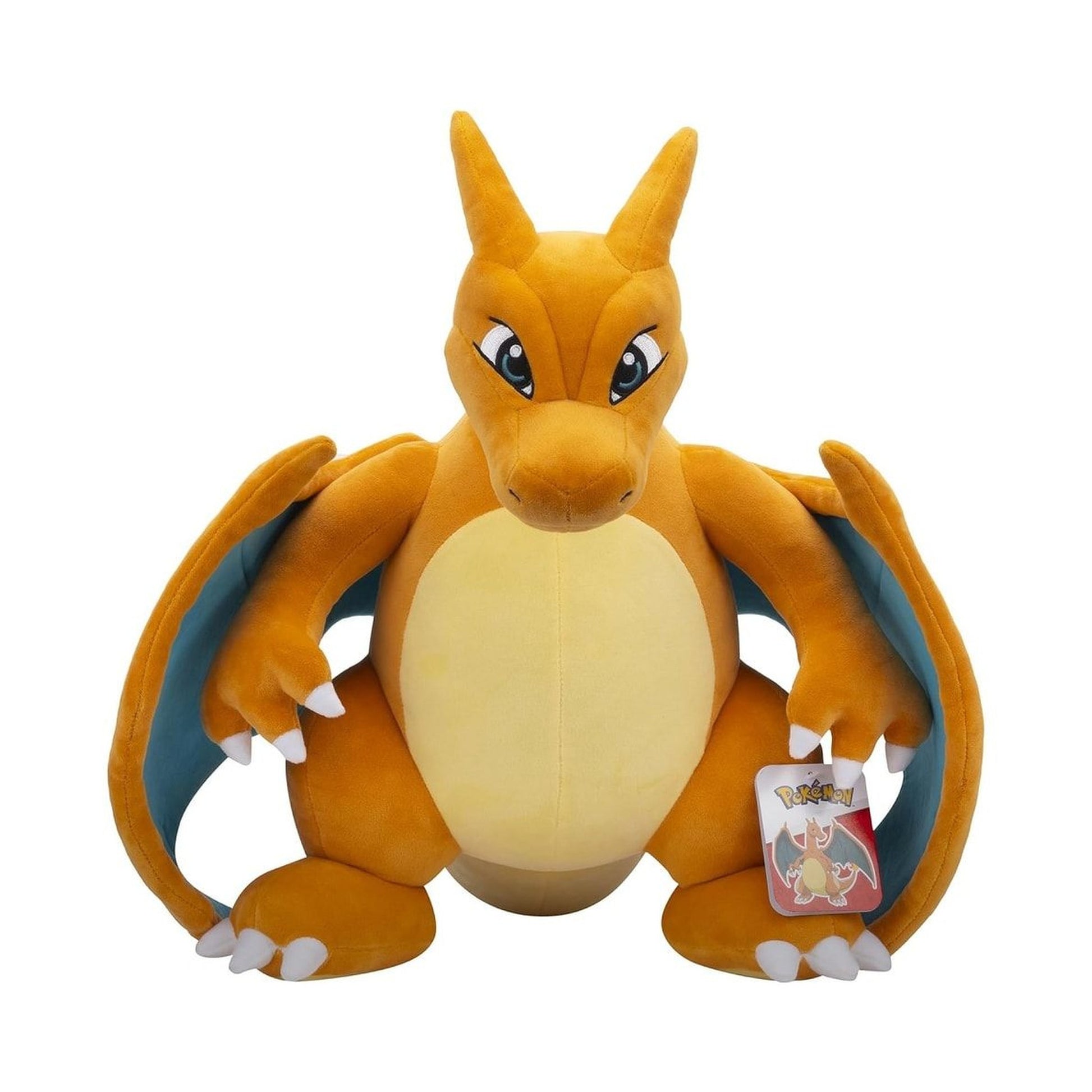 Peluche Dracaufeu 60cm Pokémon géante orange et jaune avec détails brodés