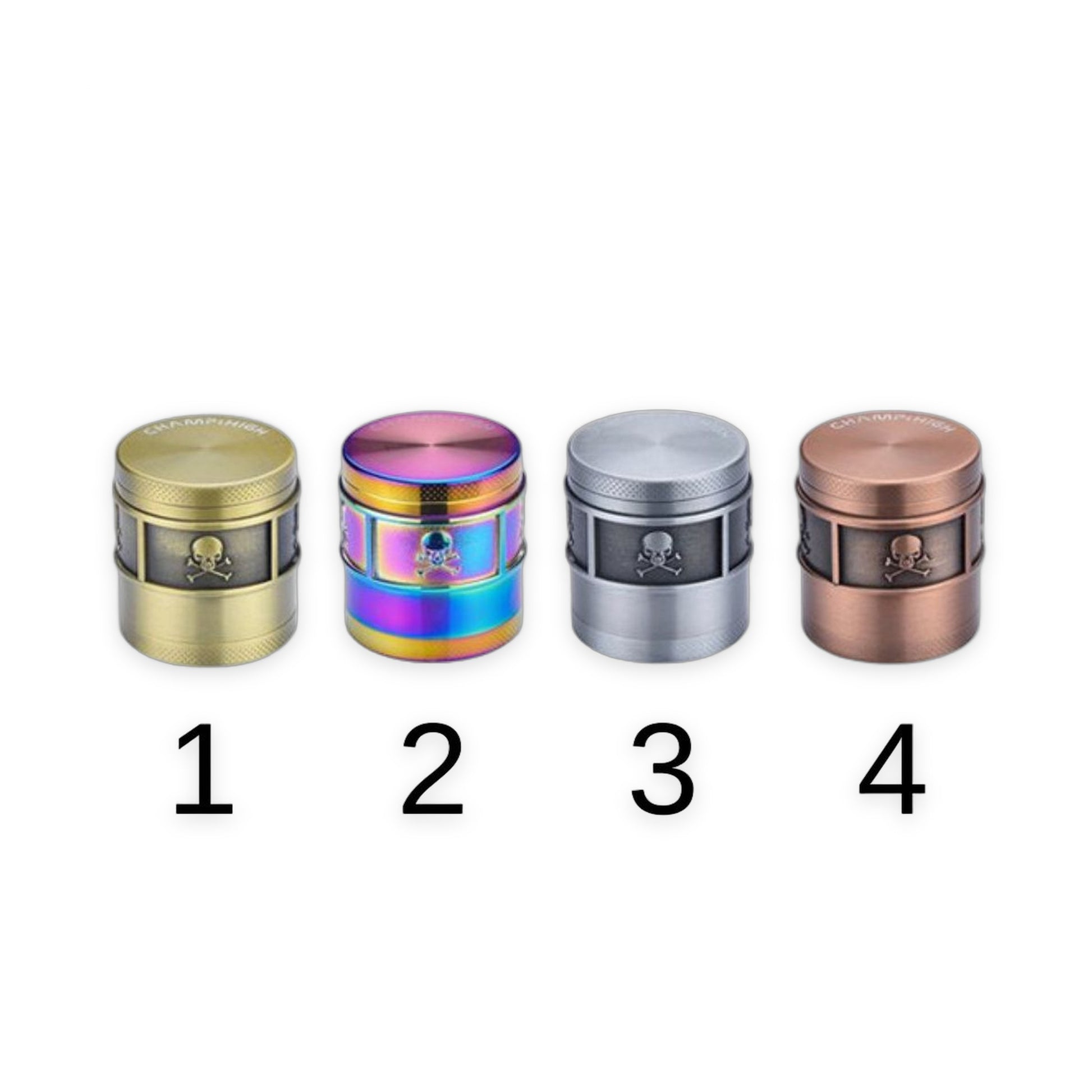 Grinder Skull 40mm 4 parties métal Champ High - Design crâne noir professionnel