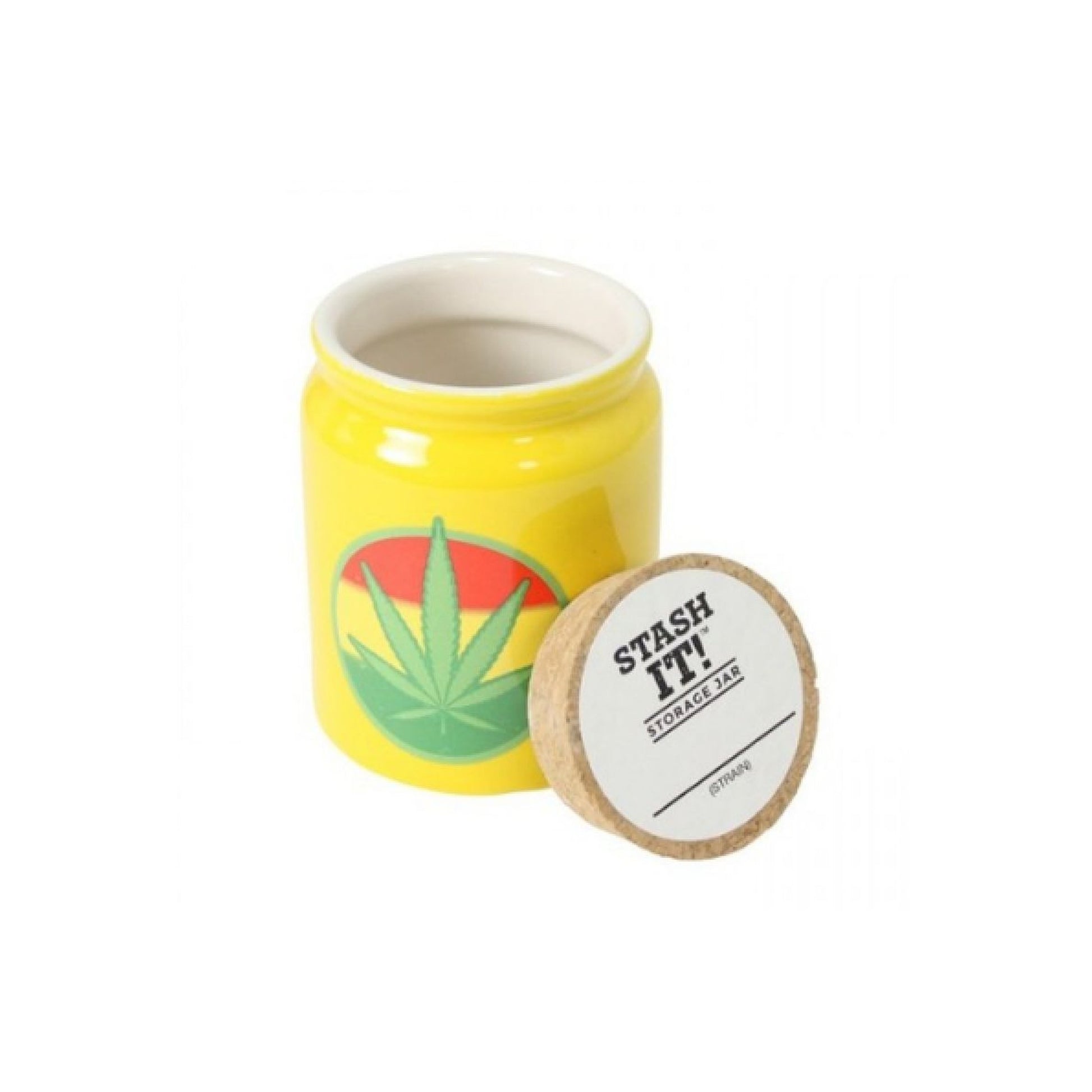 Pot en céramique feuille rasta jaune 300ml Divers — Récipients