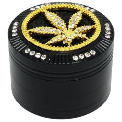 Grinder Noir Feuille Bling Bling - 50x40mm - 4 parties