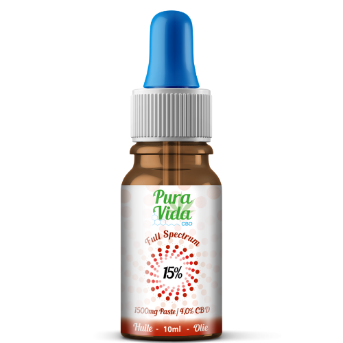 Pura Vida CBD - Huile à spectre complet 15% - Hashtag CBD Products