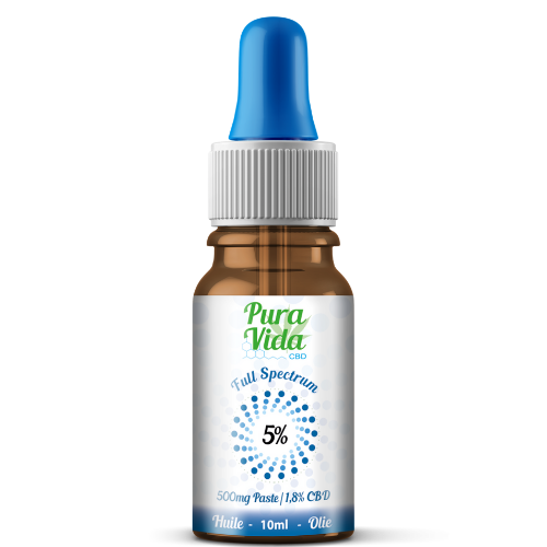 Pura Vida CBD - Huile à spectre complet 5% - Hashtag CBD Products