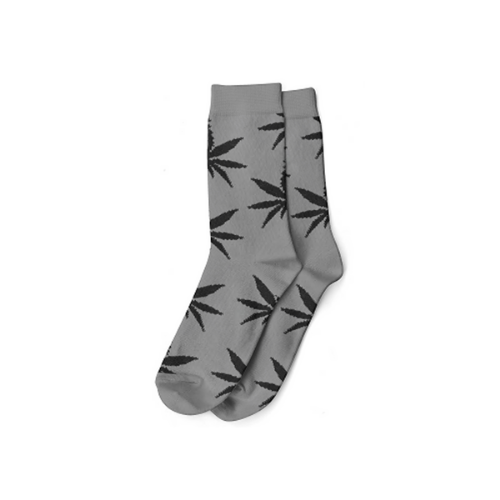 Chaussettes courtes grises et feuilles noires - Hashtag CBD Products