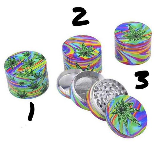 Grinder Metal Feuilles Psyché - 50mm - 4 parties - Hashtag CBD Products